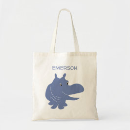 Bolsa Tote Cute Blue Hippo Hippopotamus Personalizado