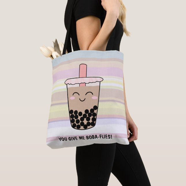 Bolsa Tote Cute Boba Milk Tea Pun (Close Up)