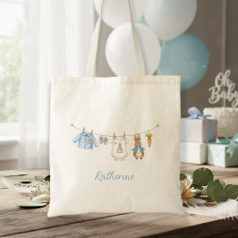 Bolsa Tote Cute Bunny Boy Clothesline Baby Shower 