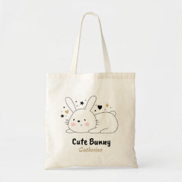 Bolsa Tote Cute Bunny Rabbit Copia Nome Personalizado