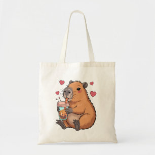 Bolsa Tote Cute Capybara Boba Tea Bubble