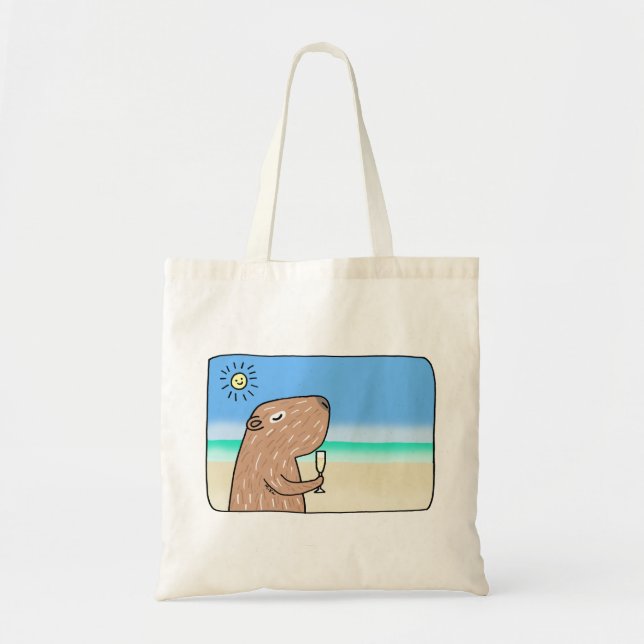 Bolsa Tote Cute Capybara em Beach Chilling out Capybara (Frente)