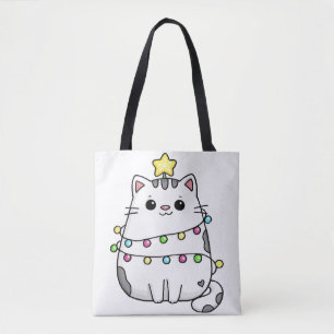 Bolsa Tote Cute Cat Christmas design 