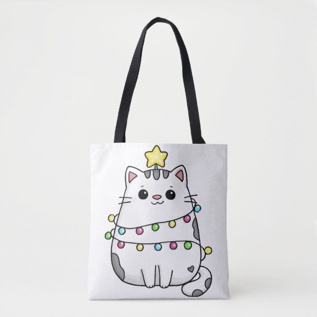 Bolsa Tote Cute Cat Christmas design  (Frente)