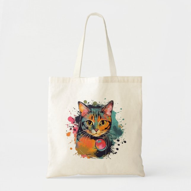 Bolsa Tote cute cat design  (Frente)