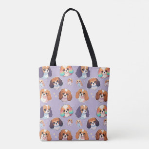 Bolsa Tote Cute Cavalier King Charles Pastel Pattern