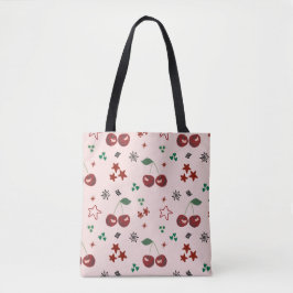 Bolsa Tote Cute Cherry Pattern Mint Green Cottagecore