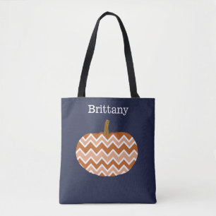 Bolsa Tote Cute Chevrons Pumpkin Personalizado