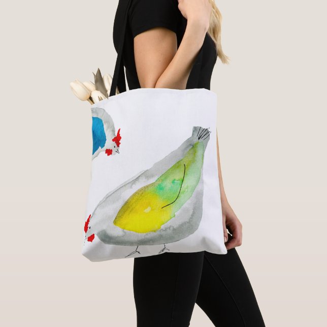 Bolsa Tote Cute chickens watercolor (Close Up)