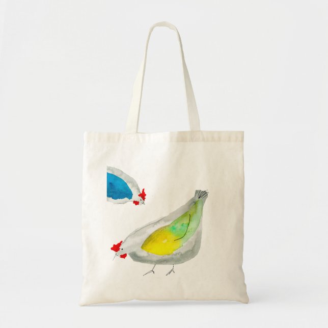 Bolsa Tote Cute chickens watercolor (Frente)
