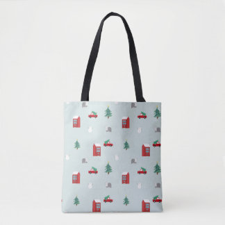 Bolsa Tote Cute Christmas Village Pattern