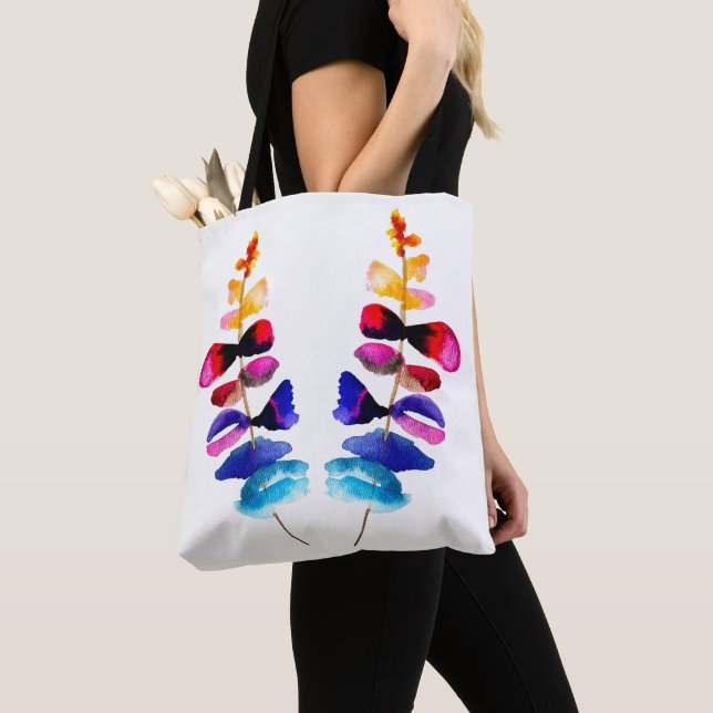 Bolsa Tote Cute colorful leaves watercolor (Close Up)