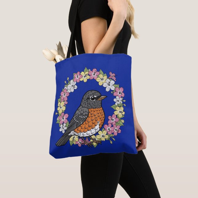 Bolsa Tote Cute Connecticut Bird With Mirabilis (Close Up)