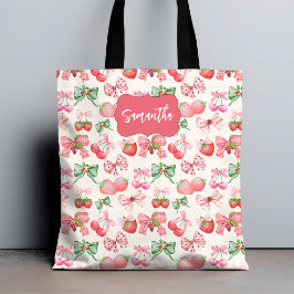 Bolsa Tote Cute Coquette aesthetic girly strawberry pattern