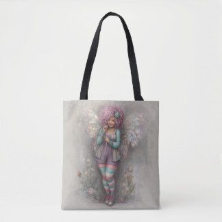 Bolsa Tote Cute Curvy Pastel Fairy with Iridescent Wings 
