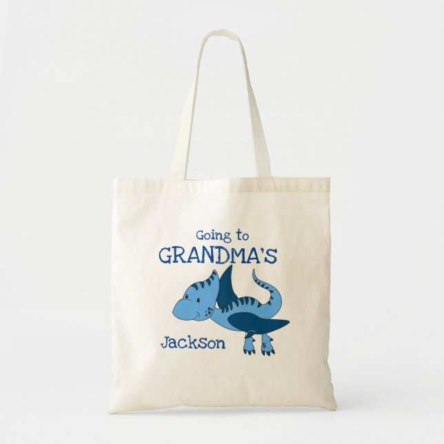 Bolsa Tote Cute Dinosaur Going to Grandma Overnight Bag  (Frente)
