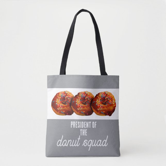 Bolsa Tote Cute Donut Squad Donuts With Sprinkles On Gray  (Frente)