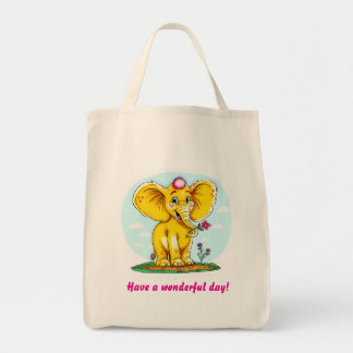 Bolsa Tote Cute Elephant Tote Bag – “Have a Wonderful Day!”