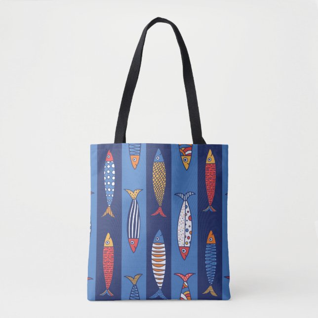 Bolsa Tote Cute fish. Kids background. Seamless pattern (Frente)