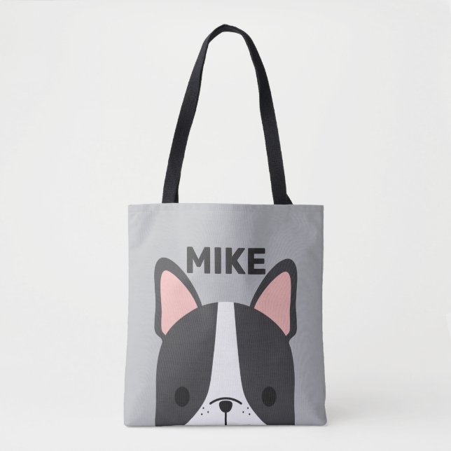 Bolsa Tote Cute French Bulldog with Personalized Name (Frente)