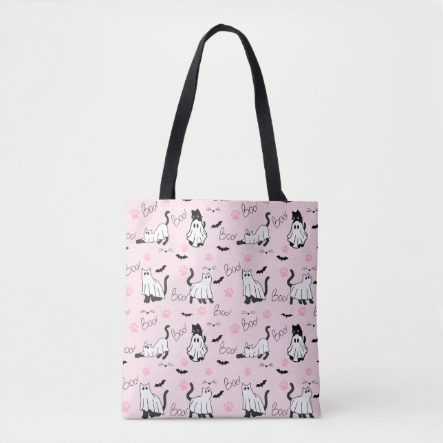 Bolsa Tote Cute Ghost Cats Halloween (Frente)