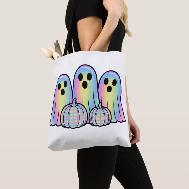 Bolsa Tote Cute Ghost Trio Halloween T-Shirt  Adorable Kawaii (Close Up)