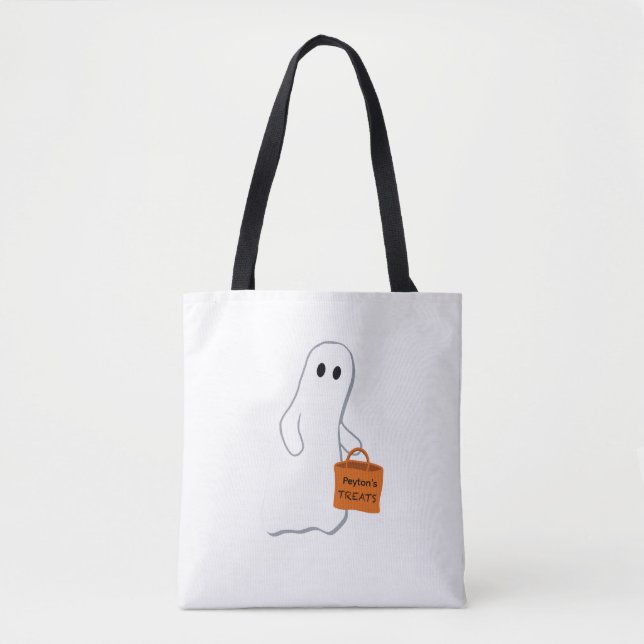Bolsa Tote Cute Ghost with Treat Bag Personalized Bag (Frente)