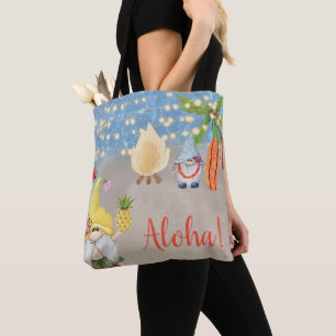 Bolsa Tote Cute Gnomos Tropicais na Festa Luau da Praia