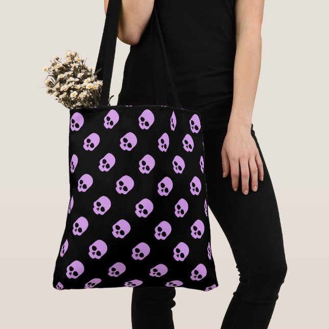 Bolsa Tote Cute Goth Rosa Caveiras (Close Up)