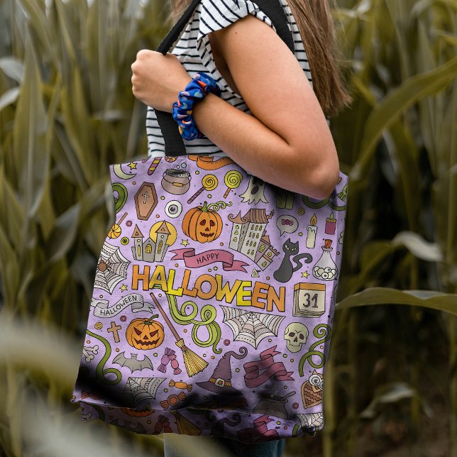 Bolsa Tote Cute Halloween Doodle Pattern (Criador carregado)