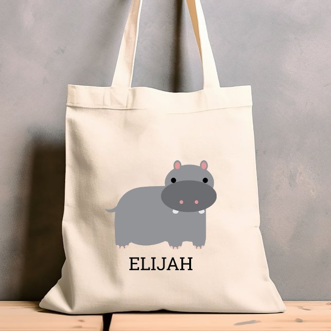 Bolsa Tote Cute Hippopotamus Kids Personalizado (Criador carregado)