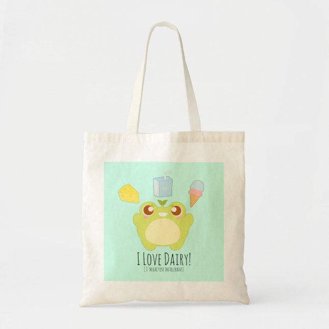 Bolsa Tote Cute I Love Dairy Treats Sapo (Frente)