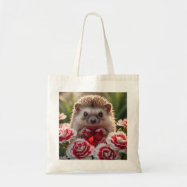 Bolsa Tote Cute January Hedgehog with Garnet Heart
