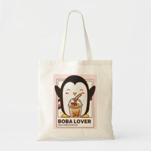 Bolsa Tote Cute Kawaii Penguin Boba Lover