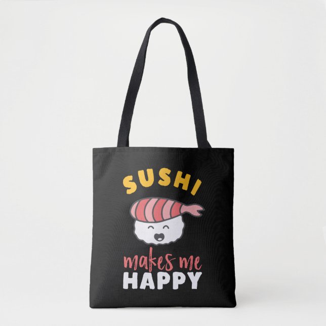 Bolsa Tote Cute Kawaii Sushi Comida japonês engraçado (Frente)