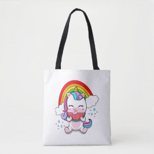 Bolsa Tote Cute Kawaii Unicorn Comendo Melancia