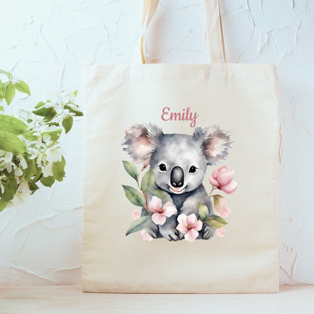 Bolsa Tote Cute Koala Bear Watercolor (Criador carregado)