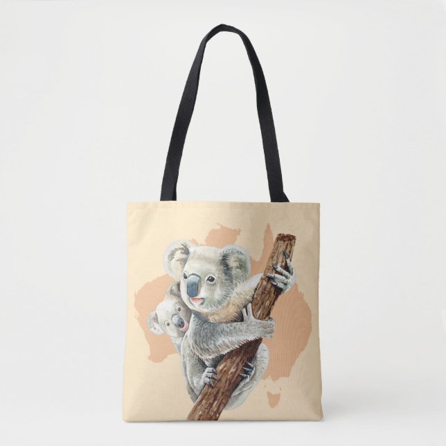 Bolsa Tote Cute Koala Mãe e Bebê (Frente)