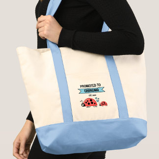 Bolsa Tote Cute ladybugs promoted to grandma blue