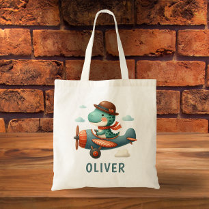 Bolsa Tote Cute Little Trex Dinossauro Voando Avião