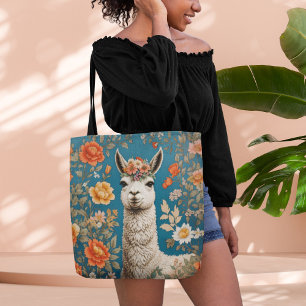 Bolsa Tote Cute Llama William Morris Inspirou Floral