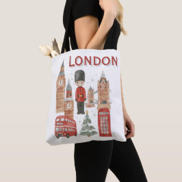 Bolsa Tote Cute London City British Guard, Big Ben & Red Bus