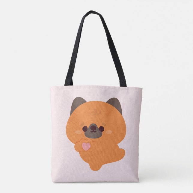 Bolsa Tote Cute Love German Shepherd Puppy (Verso)
