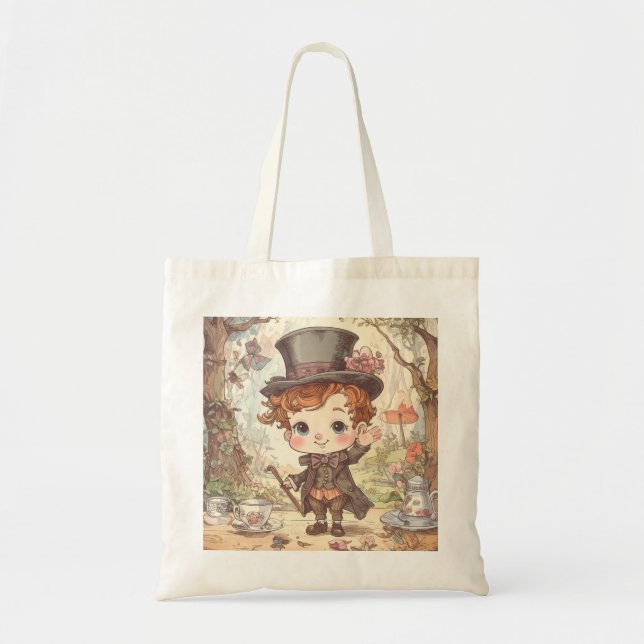 Bolsa Tote Cute Mad Hatter Whimsical Wonderland Woodland Art (Frente)