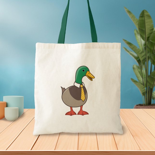Bolsa Tote Cute Mallard Duck White Collar Necktie (Criador carregado)