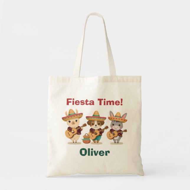 Bolsa Tote Cute Mariachi Animals Llama Donkey Puppy Fiesta (Frente)