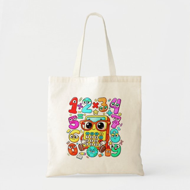 Bolsa Tote Cute Maths Numbers Tote Bag for School (Frente)
