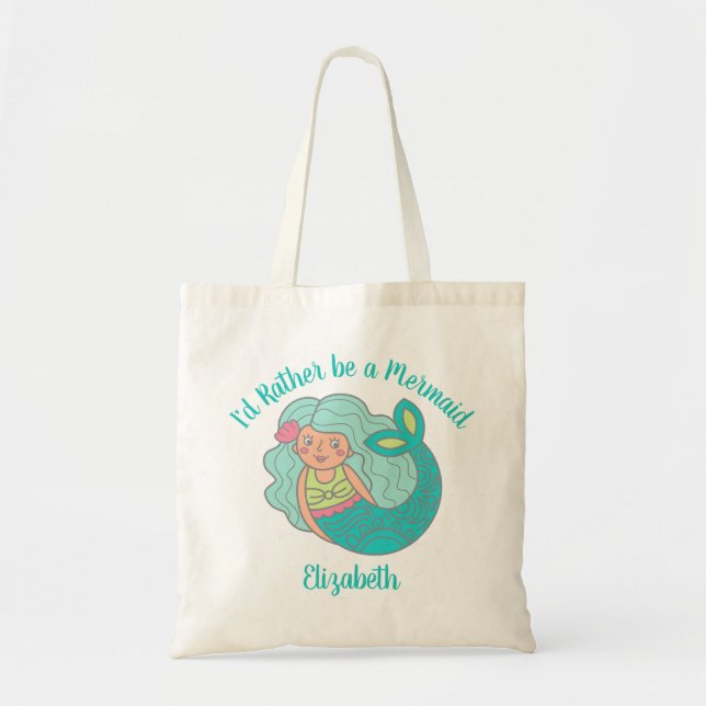 Bolsa Tote Cute Mermaid Personalized (Frente)