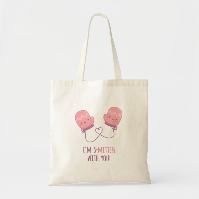 Bolsa Tote Cute Mittens Se Junta Para Sempre Em Pun Apaixonad (Frente)