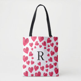 Bolsa Tote Cute Monogram Valentine's Day Hearts
